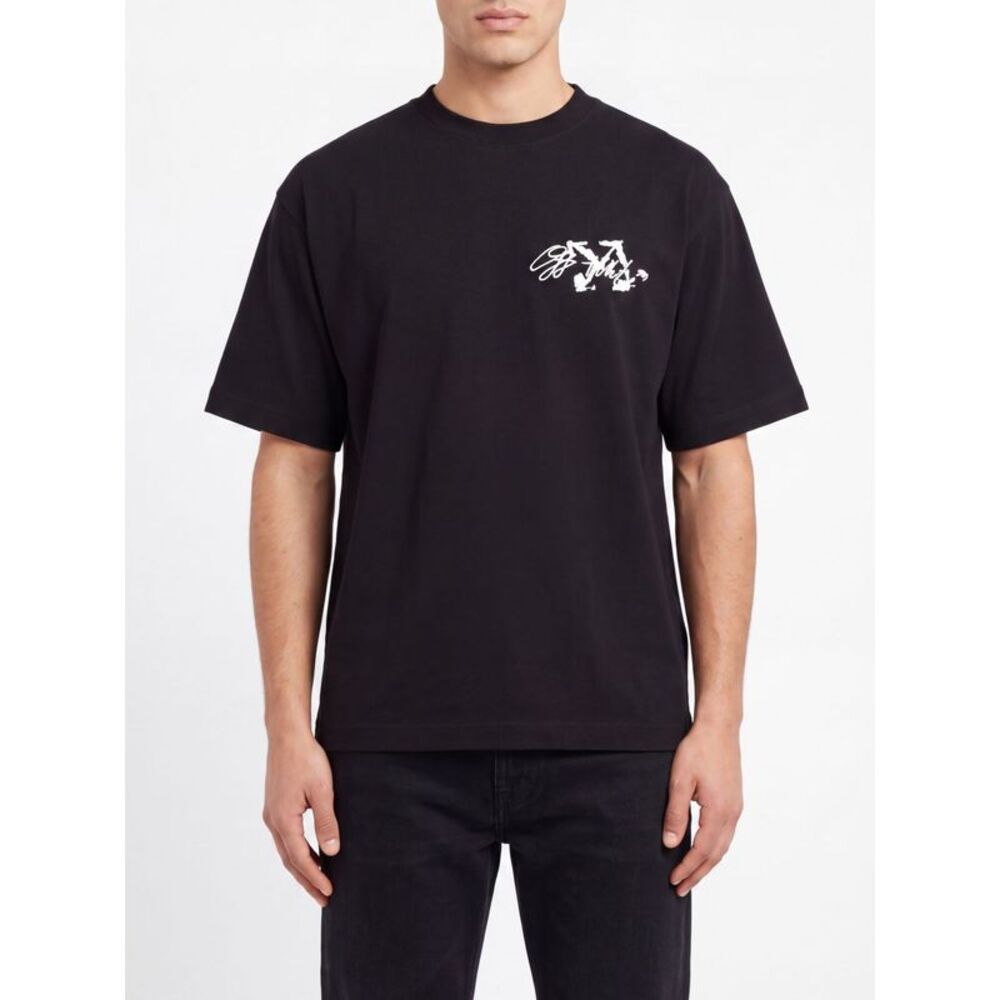 Off-White Men Dropped-Shoulder Arrow Logo Cotton T-Shirt Off-White